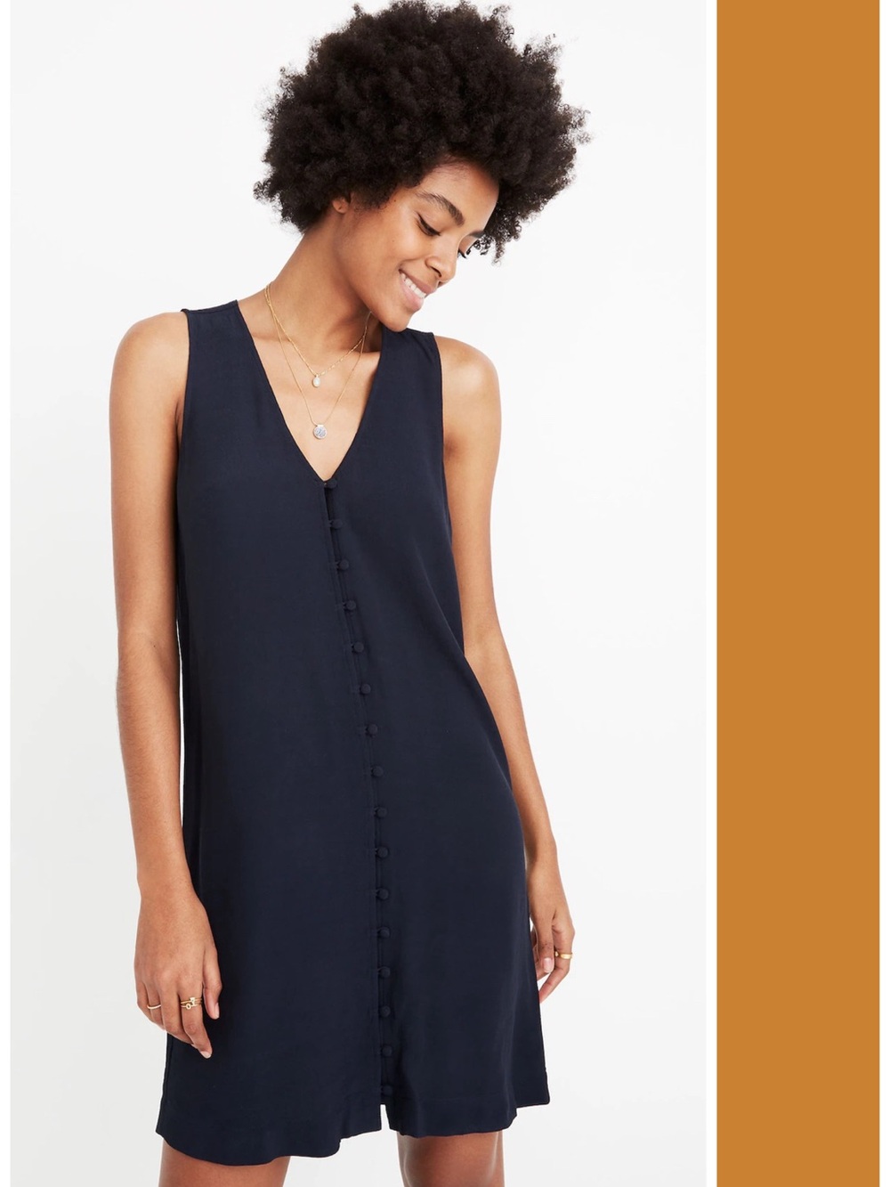 Madewell Heather Button Front Mini Dress in Deep Indigo Blue Size M EUC